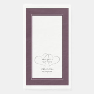 Elegante Trouwheer & Mevrouw Paarse Chic Harten Di Servet
