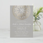 Elegante trouwjubileum uitnodigingen goud folie (Staand voorkant)