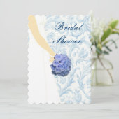Elegante Trouwjurk Blauw Bruids Douche Uitnodiging (Staand voorkant)