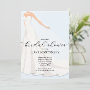Elegante Trouwjurk Blauw Bruidsfeest Kaart