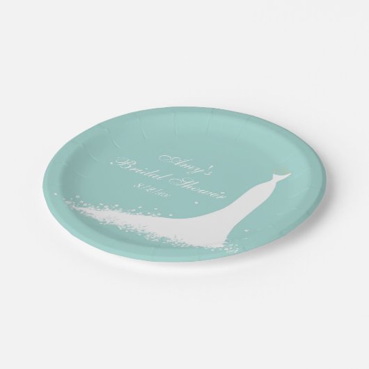 Elegante trouwjurk, bruidsfeest, op maat gemaakt papieren bordje (Gekanteld)