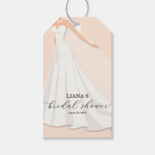 Elegante Trouwjurk Bruidsfeest Perzik Favor Cadeaulabel