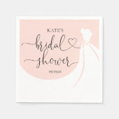 Elegante Trouwjurk Roze Bruidsborrel Uitnodiging Servet (Voorkant)