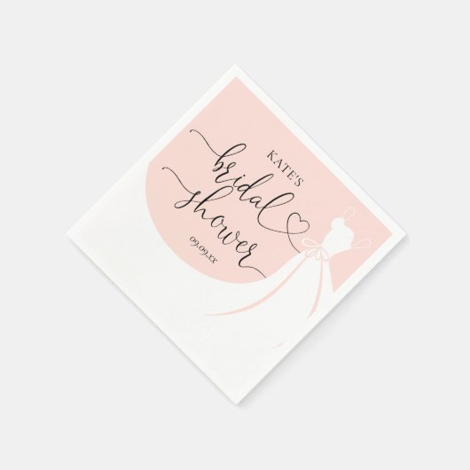 Elegante Trouwjurk Roze Bruidsborrel Uitnodiging Servet (Hoek)