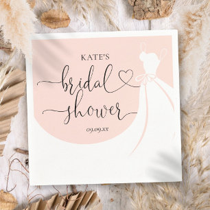 Elegante Trouwjurk Roze Bruiloft Bridal Shower Servet