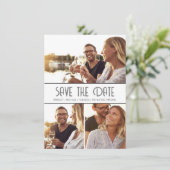 Elegante Trouwkaart met 3 foto's om de datum te re Save The Date (Staand voorkant)