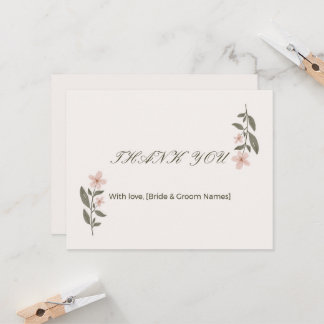 Elegante Trouwkaart met Bloemen voor Dankbetuiging Kaart
