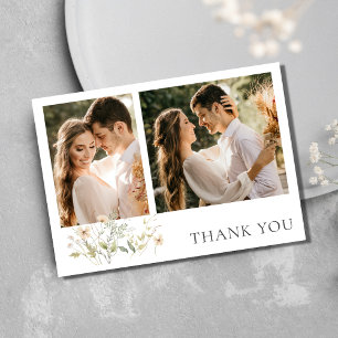 Elegante Trouwkaart met Twee Foto's Bedankt 