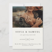 Elegante trouwkaart met twee foto's en handgeschre save the date (Achterkant)