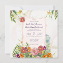 Elegante Trouwkaart met Wilde Bloemen Tuin