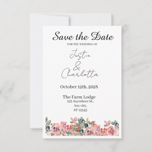 Elegante Trouwkaart om de datum te reserveren Save The Date (Voorkant)