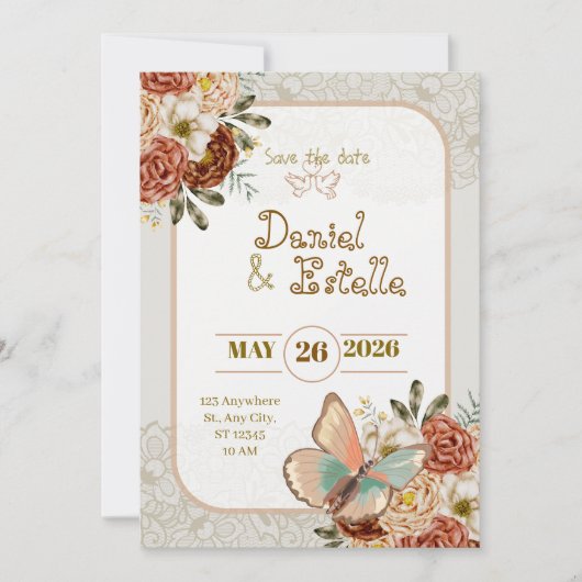 Elegante trouwkaart 'save the date' kaart (Voorkant)