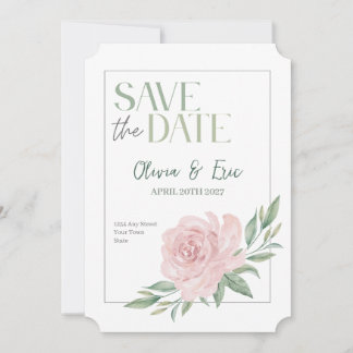 Elegante Trouwkaart 'Save the Date' met Bloemen Save The Date