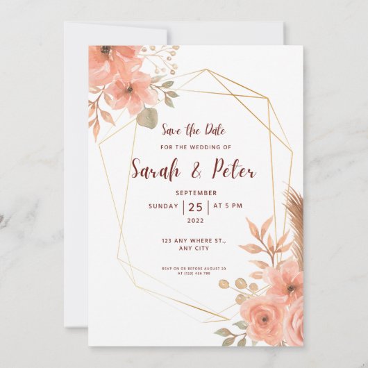 Elegante Trouwkaart Save The Date Minimaal Design Kaart (Achterkant)