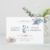Elegante trouwkaart voor het strand kaart (Staand voorkant)