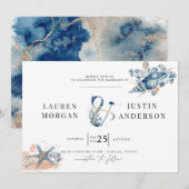 Elegante trouwkaart voor het strand kaart (Voorkant / Achterkant)