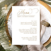 Elegante trouwkaart, wit en gouden kalligrafie men menu