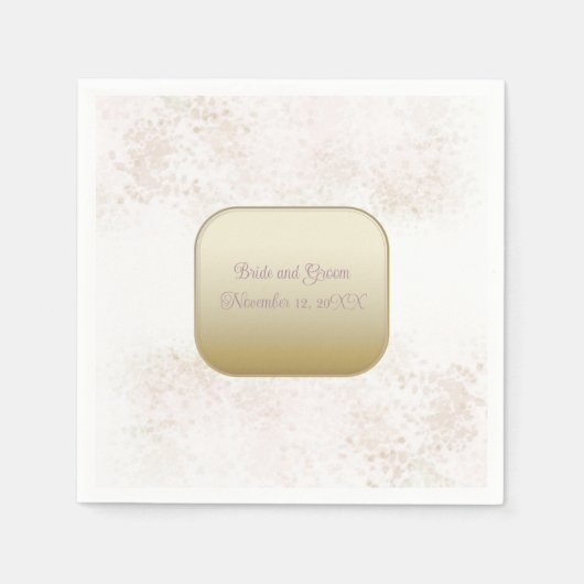 Elegante trouwkabouterijm in roze en goud servet (Voorkant)