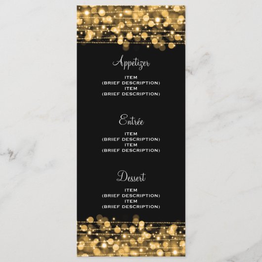 Elegante Trouwmenu Feest Glitters Goud Menu (Voorkant)