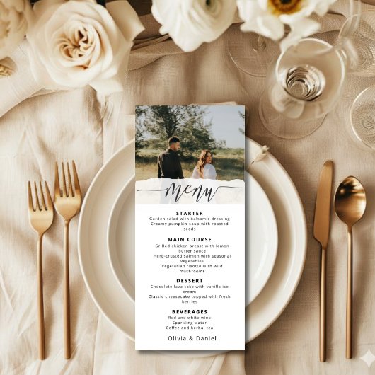 Elegante trouwmenu met moderne script menu