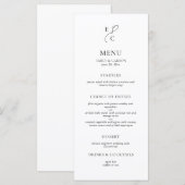 Elegante Trouwmenu met Zwart-Wit Monogram Menu (Voorkant / Achterkant)