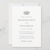 Elegante Trouwmonogram Uitnodiging Sierlijk Groen (Voorkant)
