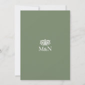 Elegante Trouwmonogram Uitnodiging Sierlijk Groen (Achterkant)