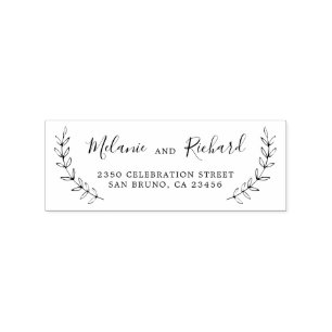 Elegante Trouwnamen Botanisch Terugkeeradres Rubberstempel