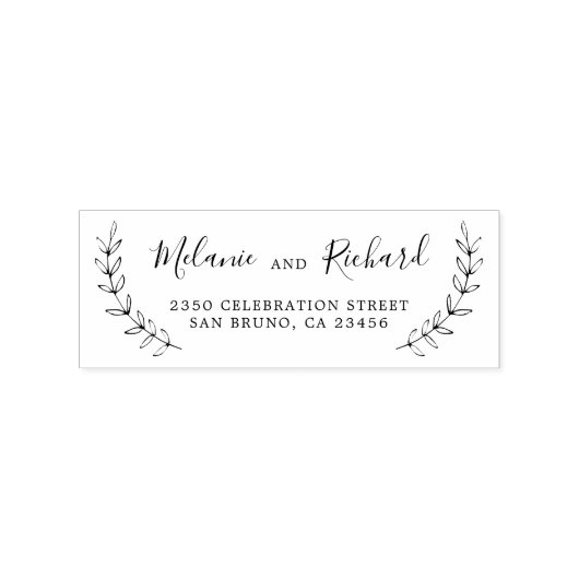Elegante Trouwnamen Botanisch Terugkeeradres Rubberstempel (Afrduk)