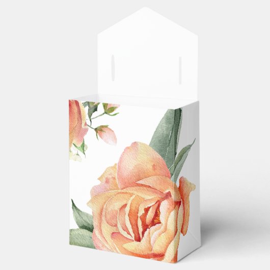 Elegante Trouwperzik Floral Custom Bedankdoosjes (Geopend)