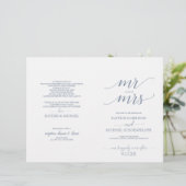 Elegante Trouwprogramma's met Typografie Stofblauw (Staand voorkant)