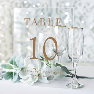Elegante trouwreceptie tafelnummer in goud acryl bord