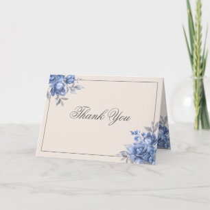Elegante trouwstof Bloemrijk Stoer Blauw Bedankkaart