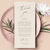 Elegante trouwtafel instelling bedankkaart programma