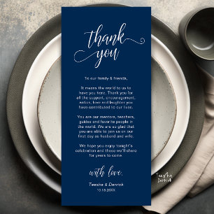 Elegante trouwtafel instelling bedankkaart programma