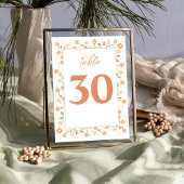 Elegante Trouwtafel Nummer Perzik Bloemen Kaart