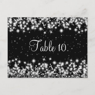 Elegante Trouwtafel Nummer Winter Sparkle Zwart Briefkaart