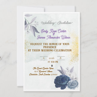 Elegante Trouwuitnodiging met Bloemen Template | C Kaart