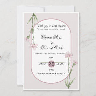 Elegante Trouwuitnodiging met Bloemen Template | L Kaart