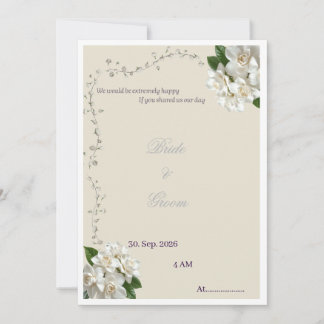 Elegante Trouwuitnodiging Met Bloemen Template, Mi Kaart