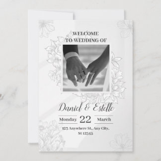 Elegante trouwuitnodiging met bloemendesign kaart