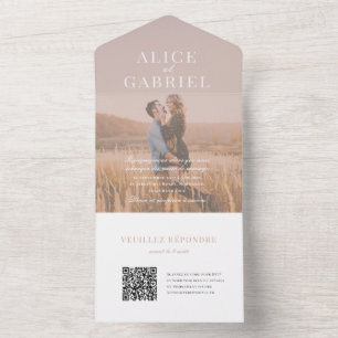 Elegante trouwuitnodiging met foto en code all in one uitnodiging
