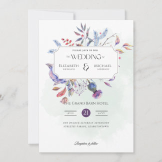 Elegante Trouwuitnodiging met Waterverf Botanische Kaart