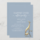 Elegante Trouwuitnodiging voor Ontvangst in Stofbl Kaart (Voorkant / Achterkant)