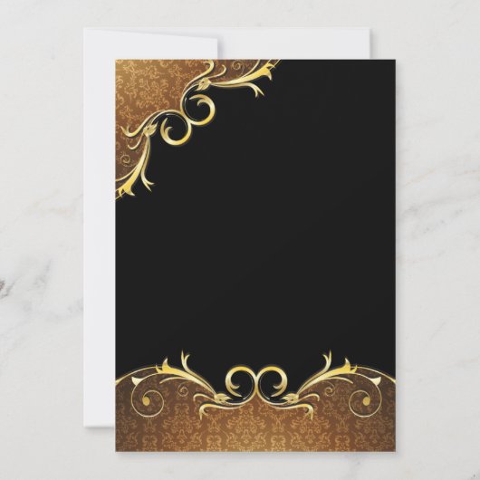 Elegante trouwuitnodiging, zwart en gouden rol kaart (Achterkant)