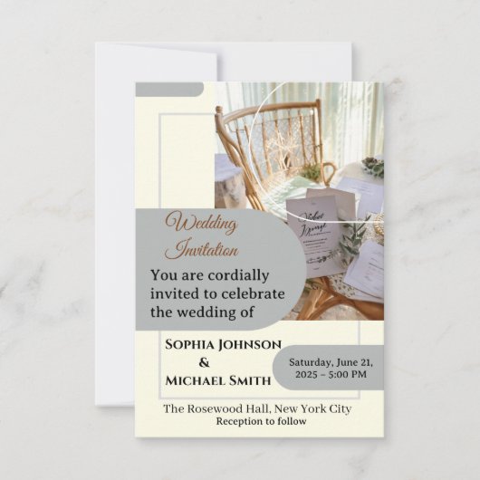 Elegante Trouwuitnodigingskaart – Minimal Botanica RSVP Kaartje (Voorkant)
