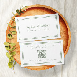 Elegante trouwwebsite moderne QR-code salie groen Informatiekaartje