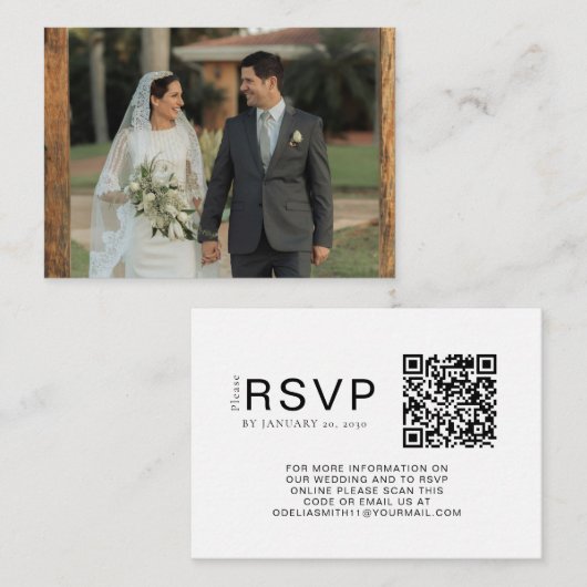 Elegante trouwwebsite | RSVP QR-codefoto Informatiekaartje (Voorkant / Achterkant)