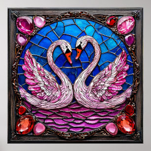 Elegante Trouwzwanen Witte Vogels Harmonie Kunst � Poster