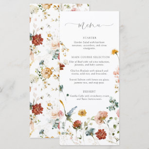 Elegante Tuin Bloemen Waterverf Bruidsdouche Menu